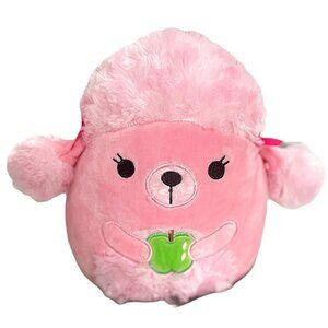 Squishmallows 8 inch Chloe Poodle with Green Apple Back To School Squad EUC